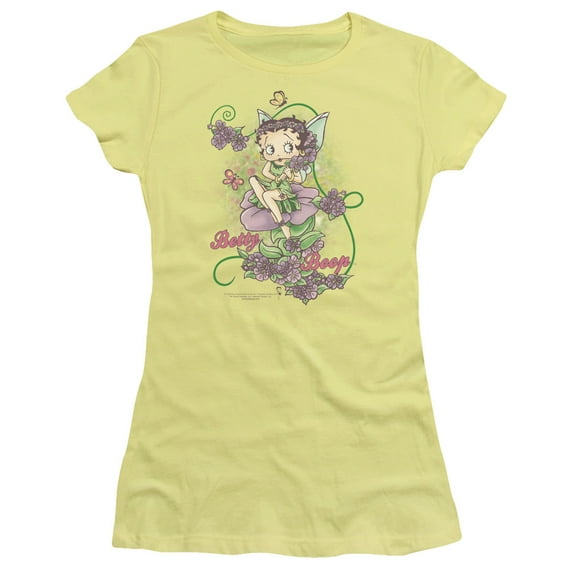 Betty Boop Flower Vine Fairy S/S Junior Women's T-Shirt Sheer Banana