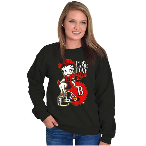 Betty Boop Football Game Day Era Women Plus Size Crewneck Sweatshirt Brisco Brands 3X
