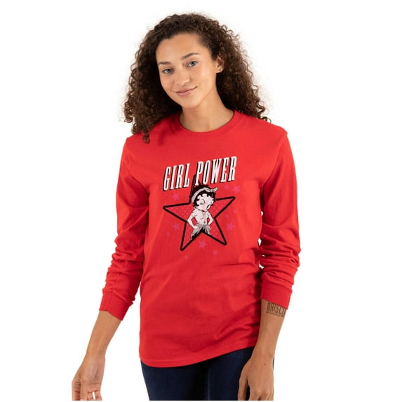 Betty Boop Girl Power Adorable Women's Long Sleeve T Shirt Brisco Brands S