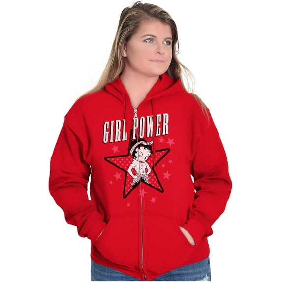 Betty Boop Girl Power Adorable Zip Hoodie Sweatshirt Women Brisco Brands M