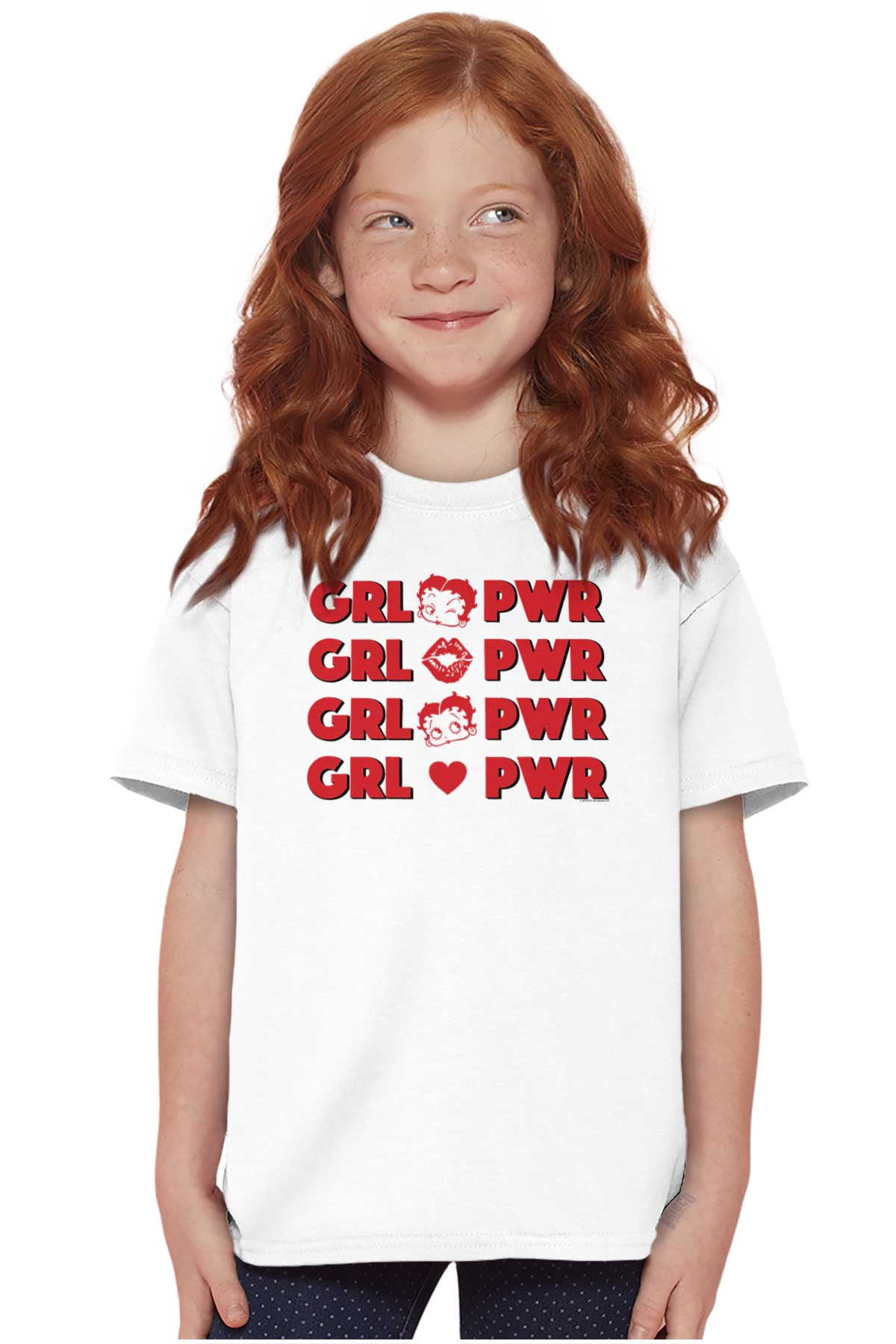 Betty Boop Girl Power On Repeat Girls Kids T Shirt Tees Teen Brisco ...