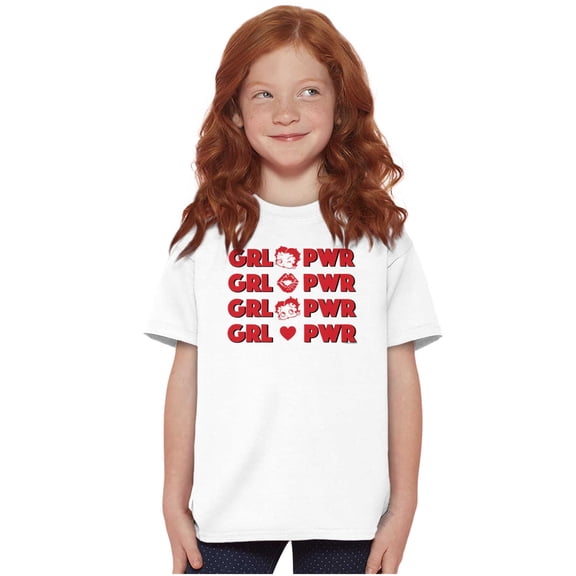 Betty Boop Girl Power On Repeat Girls Kids T Shirt Tees Teen Brisco Brands X