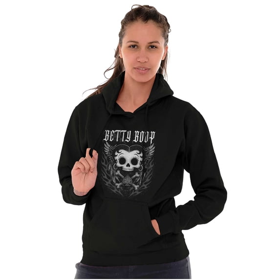 Betty Boop Gothic Skull Crossbones Women Plus Size Graphic Pullover Hoodie Brisco Brands 4X