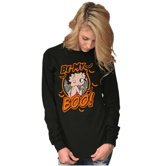 Betty Boop Halloween Be My Boo Women's Long Sleeve T Shirt Brisco Brands S