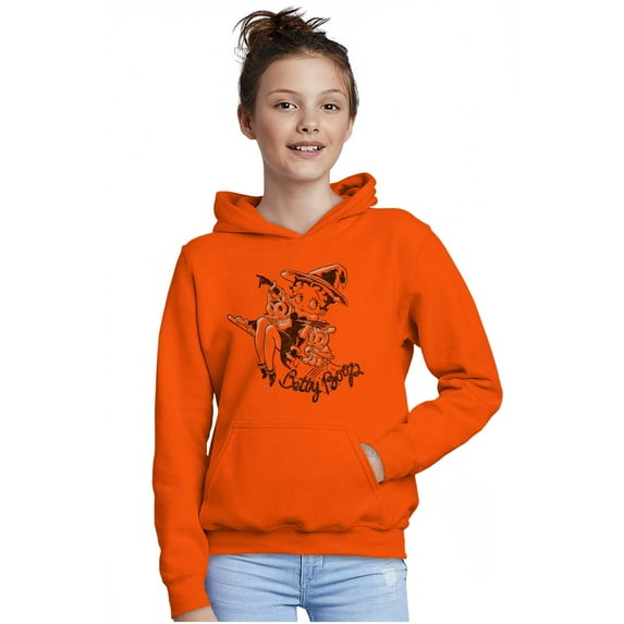 Betty Boop Halloween Flying Witch Kids Hoodie Sweatshirt Girls Teen Brisco Brands XS