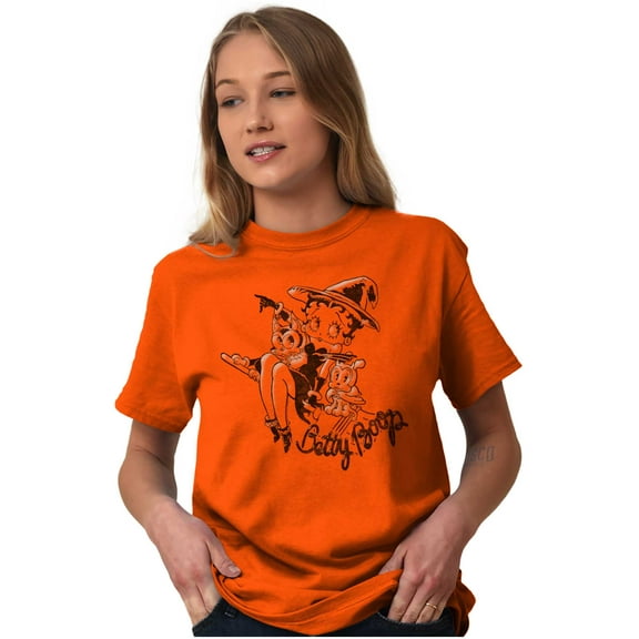 Betty Boop Halloween Flying Witch Women Plus Size Graphic Tee Tees Brisco Brands 2X