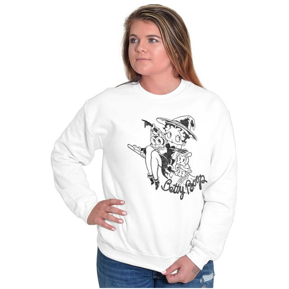 Betty Boop Halloween Flying Witch Women Plus Size Sweatshirt Brisco Brands 2X