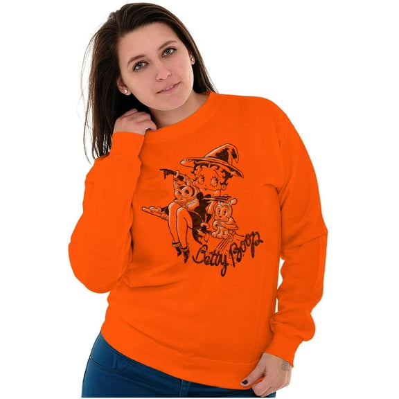 Betty Boop Halloween Flying Witch Women Plus Size Sweatshirt Brisco Brands 3X