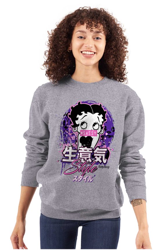 Betty Boop Hashtag Sassy Style Women Crewneck Sweatshirt Brisco Brands M