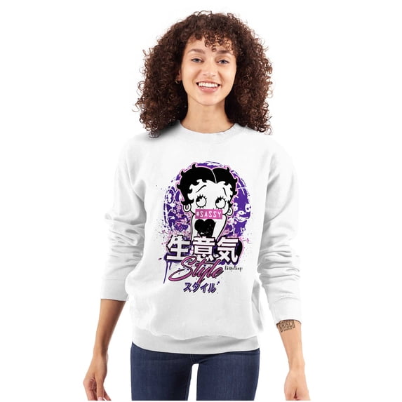Betty Boop Hashtag Sassy Style Women Crewneck Sweatshirt Brisco Brands X