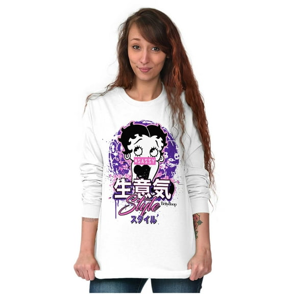 Betty Boop Hashtag Sassy Style Women's Long Sleeve T Shirt Brisco Brands S
