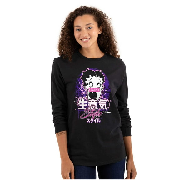 Betty Boop Hashtag Sassy Style Women's Long Sleeve T Shirt Brisco Brands X