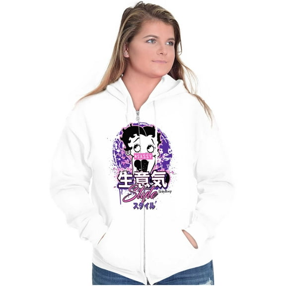 Betty Boop Hashtag Sassy Style Zip Hoodie Sweatshirt Women Brisco Brands L