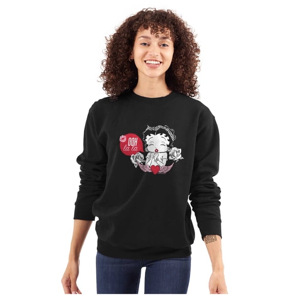 Betty Boop Heart Angel Wings Ooh LaLa Women Crewneck Sweatshirt Brisco Brands L