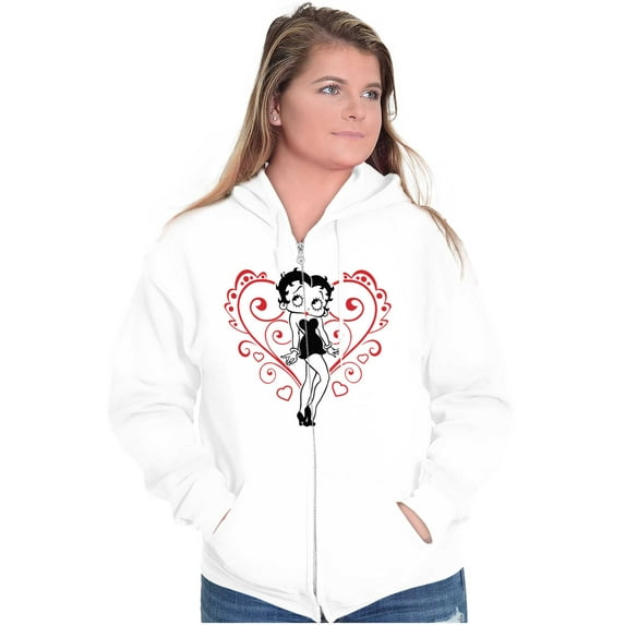 Betty Boop Heart Love Sassy Cartoon Women Plus Size Zipper Hoodie Brisco Brands 4X