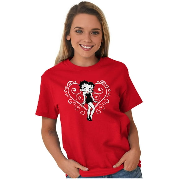 Betty Boop Heart Love Sassy Cartoon Women's Graphic T Shirt Tees Brisco Brands L