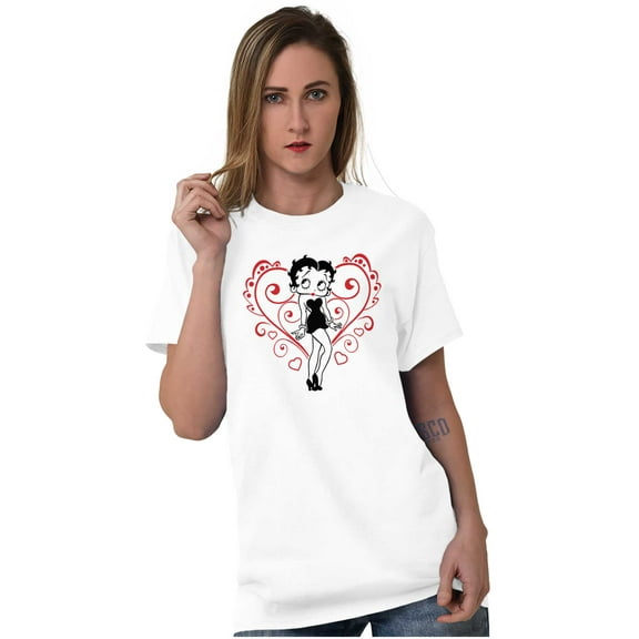 Betty Boop Heart Love Sassy Cartoon Women's Graphic T Shirt Tees Brisco Brands L