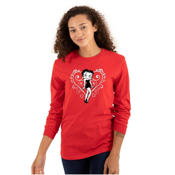 Betty Boop Heart Love Sassy Cartoon Women's Long Sleeve T Shirt Brisco Brands L