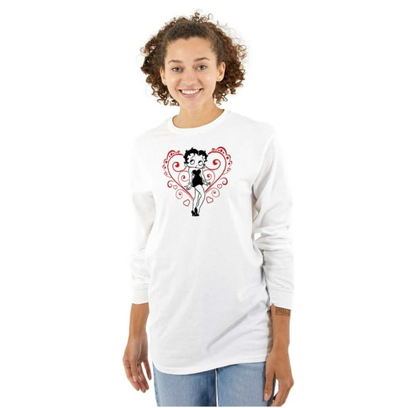 Betty Boop Heart Love Sassy Cartoon Women's Long Sleeve T Shirt Brisco Brands M