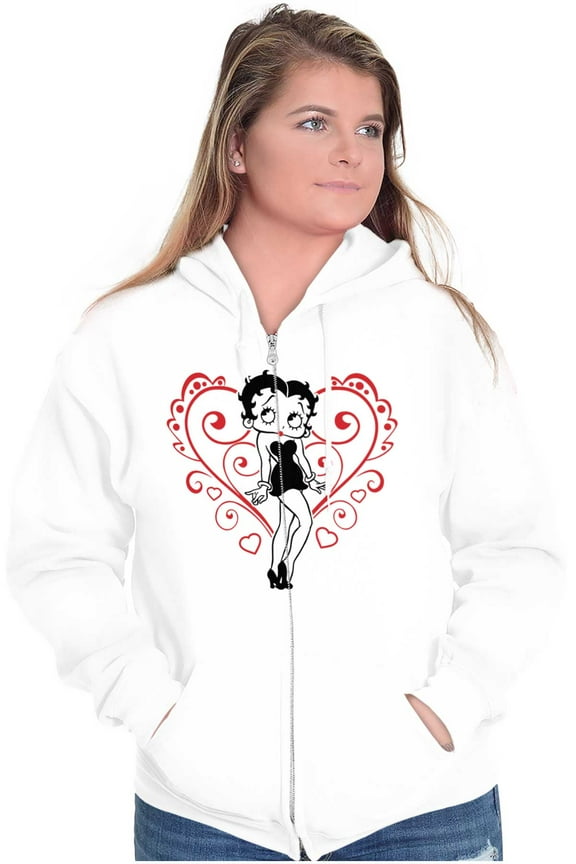 Heart Love Sassy Cartoon Zip Hoodie Sweatshirt Women Brisco Brands X