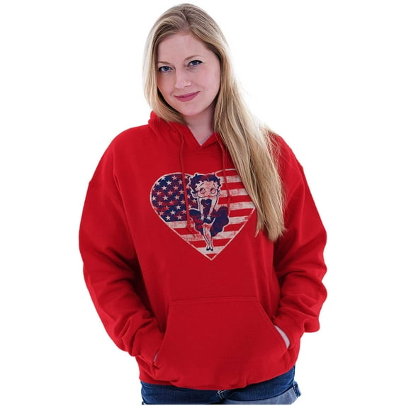 Betty Boop Heart Patriotic Vintage Hoodie Sweatshirt Women Brisco Brands L