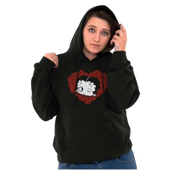 Betty Boop Heart Wink Blowing Kisses Hoodie Sweatshirt Women Brisco Brands L