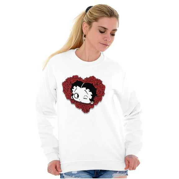 Betty Boop Heart Wink Blowing Kisses Women Crewneck Sweatshirt Brisco Brands X