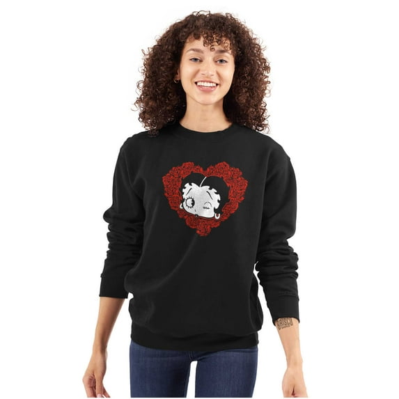 Betty Boop Heart Wink Blowing Kisses Women Plus Size Sweatshirt Brisco Brands 2X
