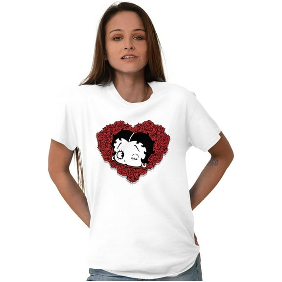 Betty Boop Heart Wink Blowing Kisses Women's Graphic T Shirt Tees Brisco Brands L