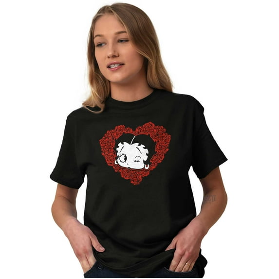 Betty Boop Heart Wink Blowing Kisses Women's Graphic T Shirt Tees Brisco Brands L