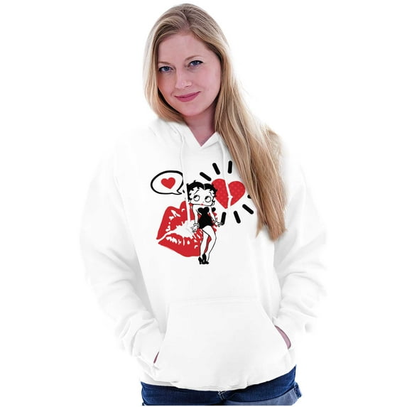 Betty Boop Heart and Lipstick Stain Women Plus Size Hoodie Brisco Brands 3X