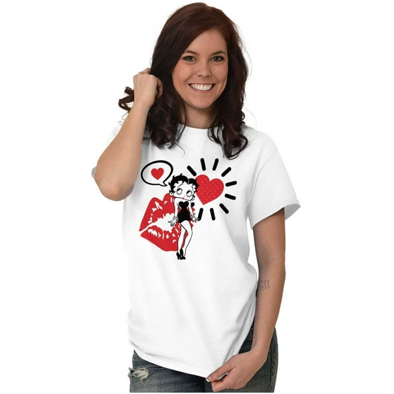 Betty Boop Heart and Lipstick Stain Women's Graphic T Shirt Tees Brisco Brands S