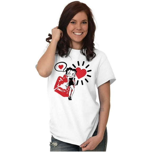 Betty Boop Heart and Lipstick Stain Women's Graphic T Shirt Tees Brisco Brands X