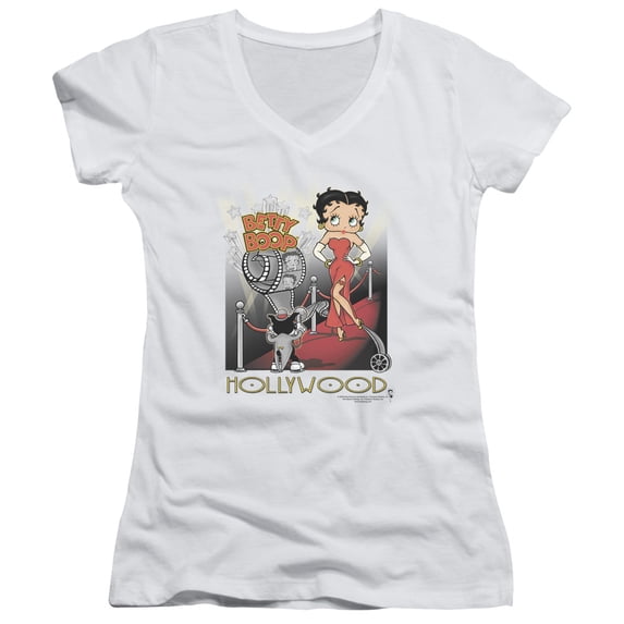 Betty Boop Hollywood Junior Women's T-Shirt V-Neck White