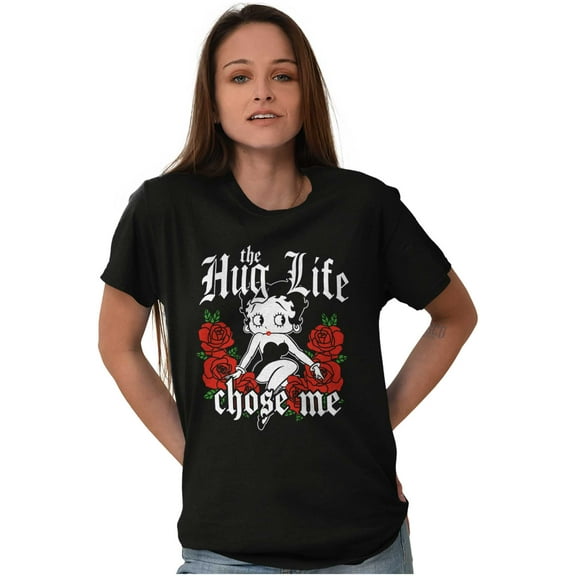 Betty Boop Hug Life Chose Me Roses Women Plus Size Graphic Tee Tees Brisco Brands 2X