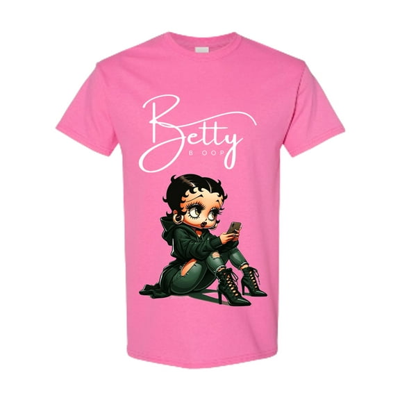 Betty Boop- Hunter Green Heather Bubble Gum;Medium Crewneck T-Shirt