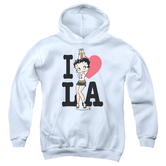 Betty Boop I Heart La Youth Pullover Hoodie Sweatshirt White