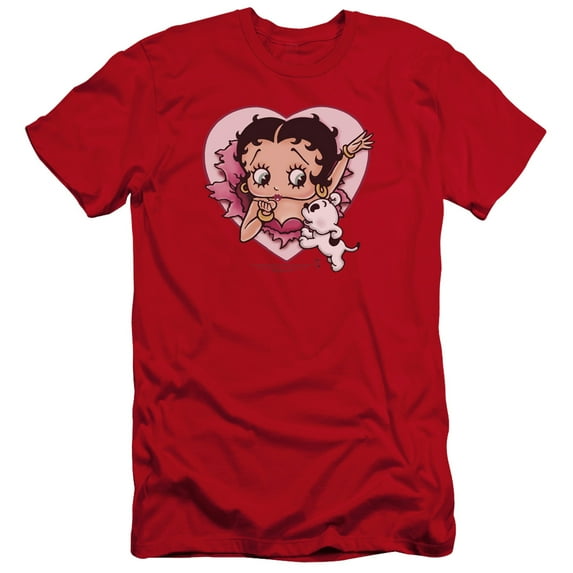 Betty Boop I Love Betty Premium Canvas T-Shirt Adult Slim Fit 30/1 Red