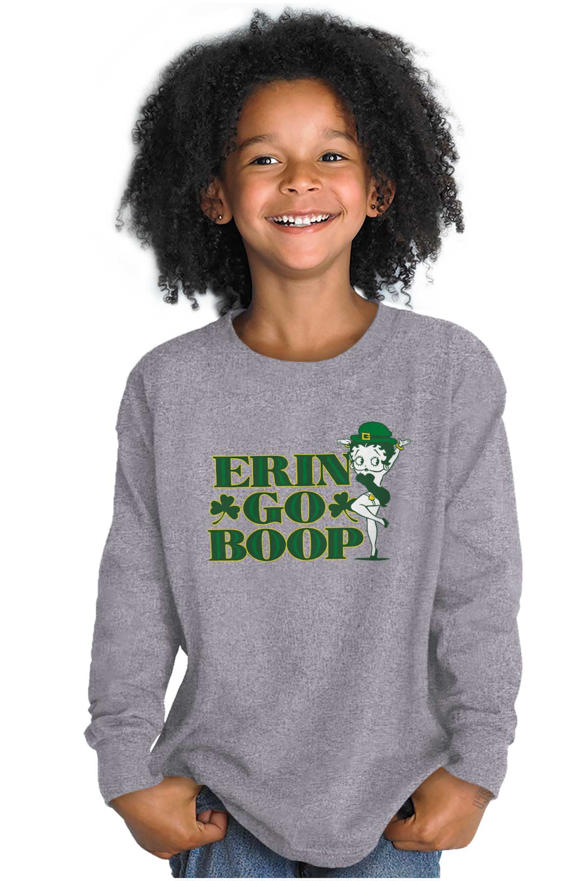 Betty Boop Irish St Patricks Day Kids Long Sleeve Shirt Girl Teen ...