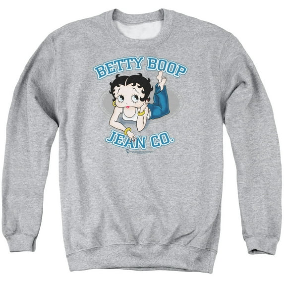 Betty Boop Jean Co Adult Crewneck Sweatshirt Athletic Heather