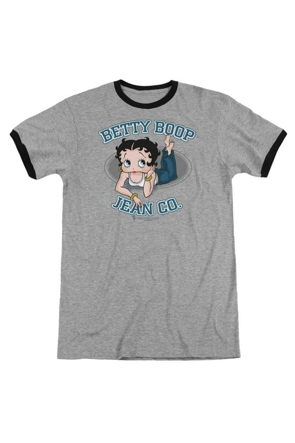 Betty Boop Jean Co Adult Ringer Heather Black