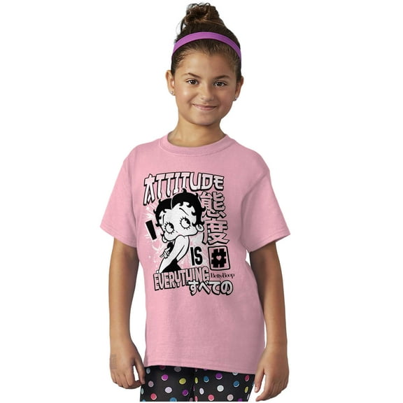 Betty Boop Kanji Hashtag Attitude Girls Kids T Shirt Tees Teen Brisco Brands X