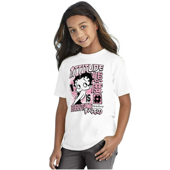 Betty Boop Kanji Hashtag Attitude Girls Kids T Shirt Tees Teen Brisco Brands X