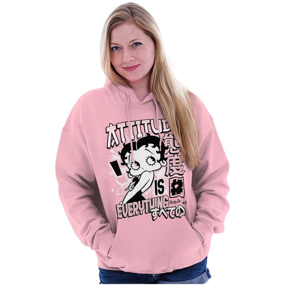 Betty Boop Kanji Hashtag Attitude Hoodie Sweatshirt Women Brisco Brands S