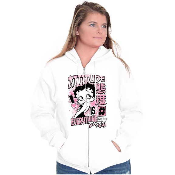 Betty Boop Kanji Hashtag Attitude Women Plus Size Zipper Hoodie Brisco Brands 4X