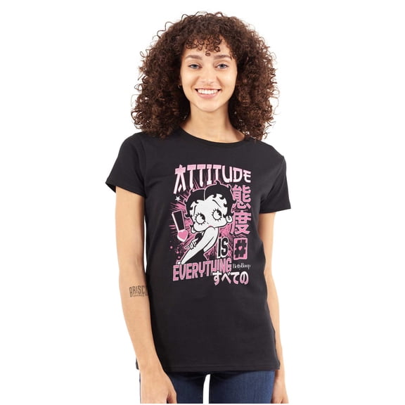Betty Boop Kanji Hashtag Attitude Women's T Shirt Ladies Tee Brisco Brands L