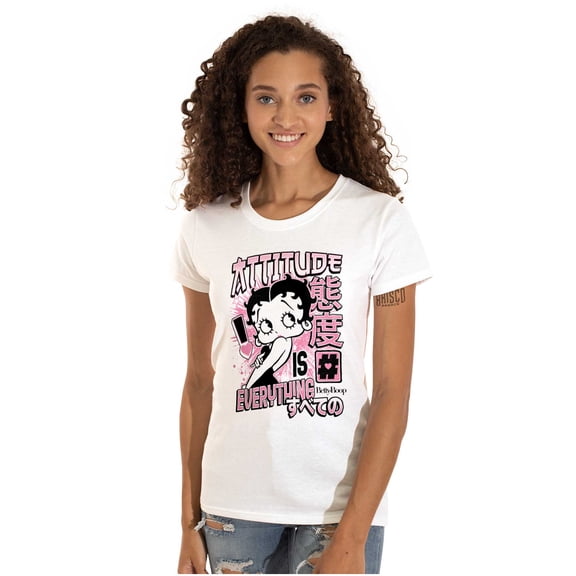 Betty Boop Kanji Hashtag Attitude Women's T Shirt Ladies Tee Brisco Brands M