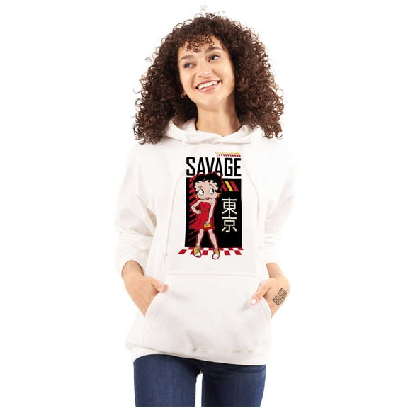 Betty Boop Kanji Savage Cartoon Hoodie Sweatshirt Women Brisco Brands M