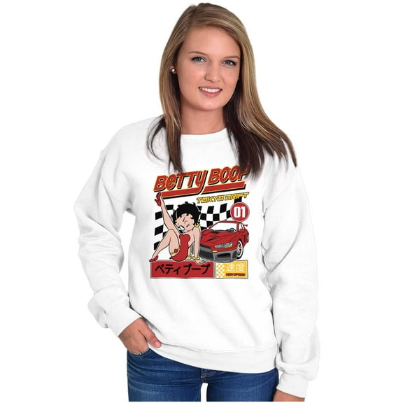 Betty Boop Kanji Tokyo Drift Racecar Women Plus Size Sweatshirt Brisco Brands 2X