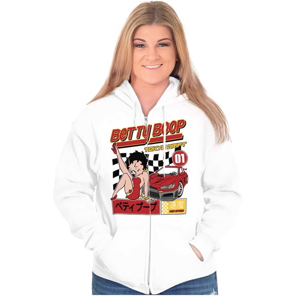 Betty Boop Kanji Tokyo Drift Racecar Women Plus Size Zipper Hoodie Brisco Brands 5X
